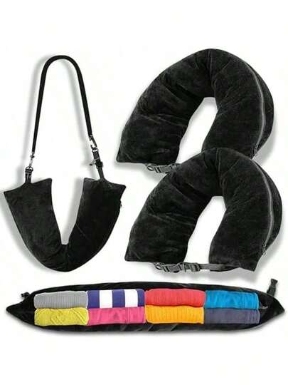 Fillable Travel Pillow, Suitable For Extra Luggage, Soft Velvet Travel Neck Pillow With Storage Bag, Adjustable Neck Size, Multifunctional Foldable Pillow, Suitable For Airplane Travel