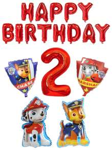 Paw Patrol 32" Paw Patrol Themed Candy Red Number 5 Foil Balloons, 5pcs/Set, Birthday Party Decorations