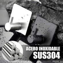 6 piezas de ganchos para baño, material de acero inoxidable 304, almacenamiento adhesivo, accesorios para cocina, baño u oficina (negro) - Negro - Ver 3