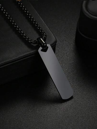 1 Peça Colar Masculino Elegante com Inicial em Preto Fosco, Pingente de Letra em Aço Inoxidável 304 de Alta Polimento, Durável