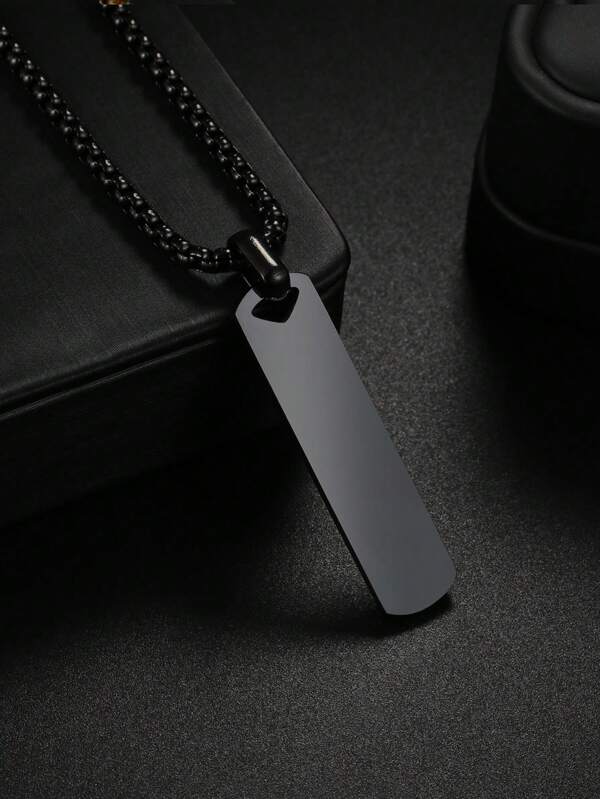 1 pièce Collier à initiale noir arme à la mode pour hommes, pendentif en lettre durable en acier inoxydable 304 hautement poli