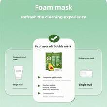 12 Pieces Of Avocado Bubble Mask - Hypoallergenic Cleansing Mask, Fragrance-Free, Alcohol-Free, Suitable For Normal Skin, Travel Size