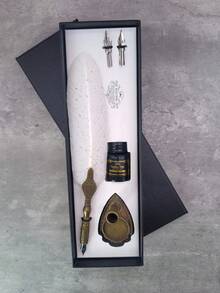 1 件羽毛笔套装、闪闪发光的羽毛笔套装、古董书法墨水笔（带墨水）、2 个替换笔尖、笔架底座、豪华复古签名笔、复活节和万圣节写信笔。 - 彩色 - 查看 17