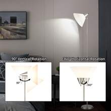 HonoDing Floor Lamp Standing Lamp Adjustable Head Arcylic Shade Floor Lamps For Living Room/Office/Bedroom Decor,Christmas Decoration (Satin Nickel) - US A Type Plug(110-127V) - View 3