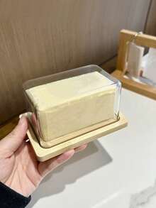 1pc/2pcs Bamboo Butter Dish, Butter Dish With Lid, Butter Box, Cake Box, Small Transparent Box For Storing Butter, Small Cakes, Fruits And Bread In The Kitchen, Exclusive Box For Cheese, Home Decoration, Kitchen Tool, Pre-Meal Preparation, Dining Room Accessory, Refrigerator Organizer. - Transparent - View 9