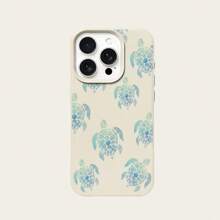1 pieza Funda de teléfono con patrón de tortuga marina en degradado azul, hecha de material TPU, apta para iPhone/teléfonos