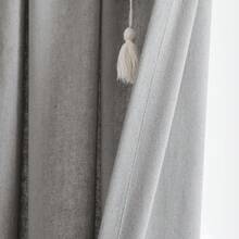 LUSH DECOR Boho Pom Pom Tassel Linen Window Curtain Panel Navy Single 52X84 Halloween-Fall Decor-Room Decor - Dark Gray - 查看 7