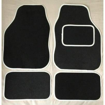 Universal 4-Piece Car Floor Mats Set – Black With Red Edging, Non-Slip, Durable Protection For All Vehicles