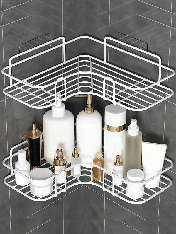 1 pieza de Estantería de triángulo para baño, estante de esquina, estante de almacenamiento para dormitorio, estante de almacenamiento para baño y cocina, estante de almacenamiento de herramientas, estantería de baño, cesta de ducha, estantería de triángulo sin taladrar para baño y cocina