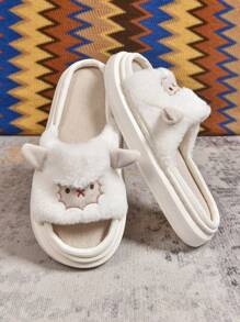 Classic Fashion Men's Summer Cartoon Sheep Thick Sole Indoor Home Slippers, Couples Anti-Slip Breathable Open Toe Outdoor Wear Sandals