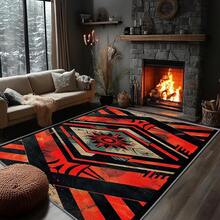 3x5 Rugs, 2x3 Rug, Southwestern Rustic Area Rug, Colorful Geometric Door, Washable & Non - Slip Small Carpet, Home Decor - Đen Nâu Đỏ - Xem 1