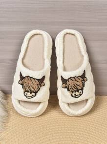 Men's Cartoon Cow Slippers, Fashion Casual Flat Sandals, Non-Slip Wear-Resistant Breathable Indoor Shoes, Spring/Summer