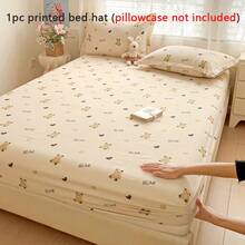 1 pièce Drap de lit à motif floral blanc, vague en forme de cœur, carreaux gris et blanc, rose bleue, fraise, ours à pois. Nouvelle série de draps moelleux nuages, impression à bulles, impression numérique fraîche. Protège-matelas pour lit simple, drap-housse antidérapant, convient pour dortoir d'étudiant, hôtel, lit simple/double, toutes saisons, lavable en machine - Multicolore - Voir 2