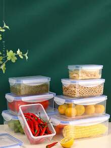 4个微波炉适用塑料食品储存容器，密封蔬菜水果午餐盒 - 彩色 - 查看 7