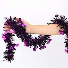 78.74 Inch Halloween Ribbon Wreath With Orange Pumpkin, Black Spider And Purple Bat - Indoor Outdoor Decor, Home And Tree Decoration, Halloween Decor