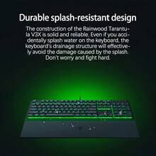 RAZER Rainforest Wolf Spider V3 X Full-Size Membrane Gaming Keyboard Ergonomic Wrist Rest To Relieve Fatigue Single-Color RGB Backlight Gaming Atmosphere All-Round Choice For Office And Entertainment - V3-x - View 5