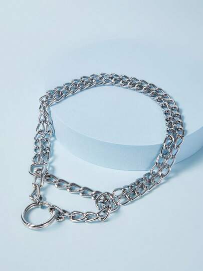PETSIN 不锈钢双链狗项圈，颈链，适合大型犬种 - 杜宾犬、卡斯罗犬、罗威纳犬