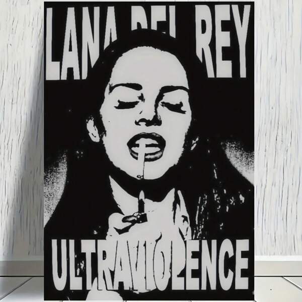 1pc Super Violent Wooden Sign Album Cover Canvas Art, Vintage Black And White Aesthetic, Unframed Wall Decoration, Canvas Wall Art,Posters For Room,Home Decor,Room Decor Aesthetic,Room Decoration Stuff.Optional Frame