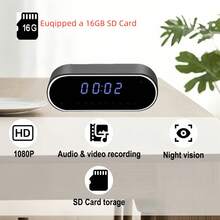 2-In-1 Miniature Camera, Mini Wireless Alarm Clock Camera, 120° 1080P HD Miniature Camera, Loop Recording, Supports Remote Motion Detection And Night Vision Functions As Well As Remote Monitoring. (Equipped With A 32 GB Or 16 GB Memory Card) - Video Recorder + 32 Memory Cards - View 1