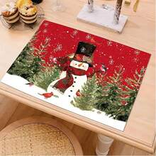12 piezas/24 piezas Manteles individuales de muñeco de nieve navideño, Banderas de mesa de muñeco de nieve, Manteles de invierno, Adecuados para la decoración de la cocina y la mesa de comedor en Navidad