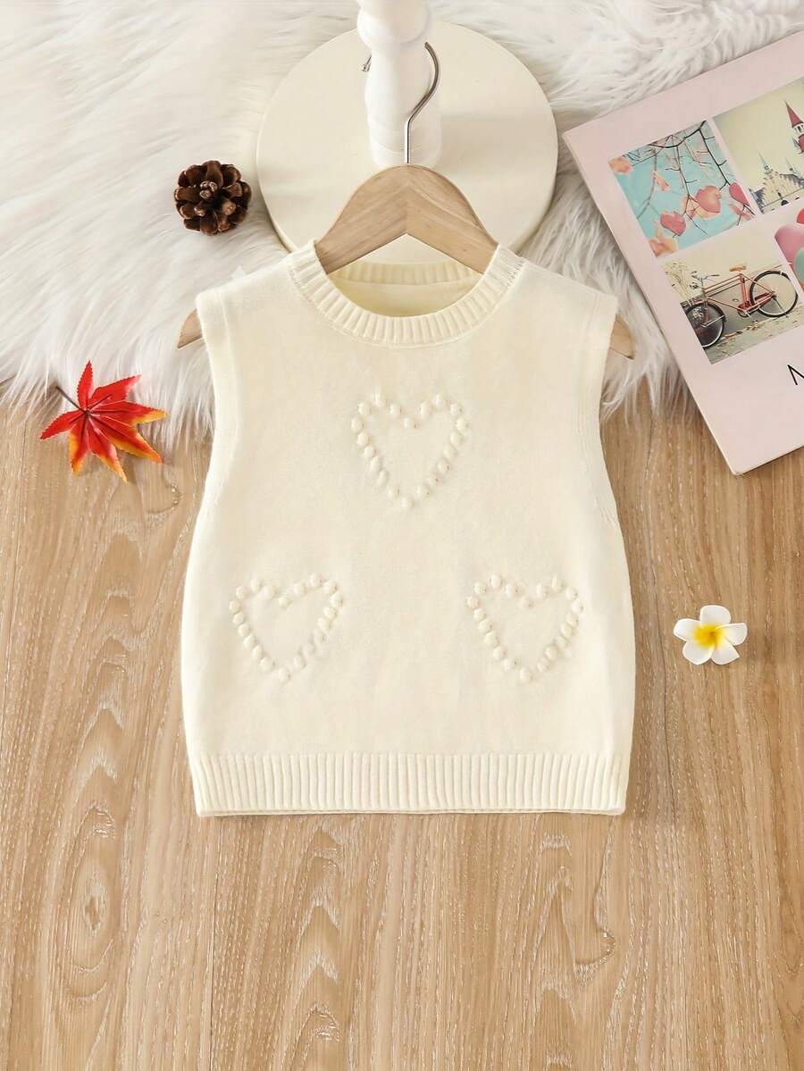 Young Girl' Pullover Sweater Vest Knit Cardigan, Casual Comfortable Sweet, Suitable For Party, Outing, Picnic, Shopping, School - White - View 1
