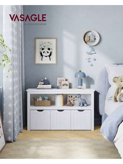 Toy Storage For Kids, Kids Storage Unit, Storage Cabinet With Wheels, 102 X 30 X 60 Cm, Kids Bookcase, For Living Room, Children's Room, Playroom, White