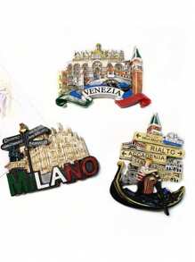 1pc Italian Landmark Fridge Magnet, 3D Resin Milan Duomo, Venice Canal & Italian Motorcycle (Vespa), Travel Souvenir Gift, Home Office Fridge Decor