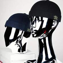 Gorro sin ala para hombres y mujeres, gorro clásico de algodón de Color sólido con cuentas, gorro de Hip Hop para actividades de ciclismo al aire libre - Negro - Ver 3