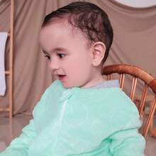 Cozy Green Fleece Jumpsuit With Zipper Warm Cold Weather Clothes For Baby RN To GG Soft Winter - Green - View 2