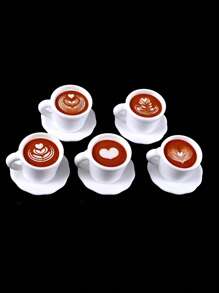 2pcs/5pcs Mini Latte Art 3D Resin Beverage Cups, Dollhouse DIY Bakery Shop Coffee Shop Decor Accessories, Home Desktop Display