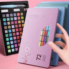 36-Color Metal Box-Encased Creative Multi-Color Solid Watercolor Pigment Set, For DIY Hand-Painted Watercolor, Greeting Cards, Gift Decoration, Party Favors, Card Making, Stationary Supplies,  A Color Painting Toolkit (Watercolor Paper, Pencil, Watercolor Pen And Fountain Pen) - 36水彩黑色 - 查看 2