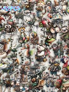 SCXXBSW 50pcs Punk Style Mechanical Animal Stickers DIY Decorative Luggage Guitar Notebook Creative Fun Cartoon Waterproof Stickers - Multicolor - View 2