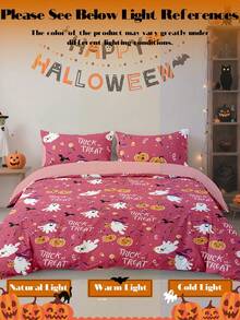 2/3 piezas Juego de Ropa de Cama, Ropa de Cama, Juego de Ropa de Cama Acogedor y Antipilling, Juego de Edredón Suave y Transpirable, Juego de Edredón Estilo Dibujos Animados, Calabaza, Rosa, Apto para Camas Individuales, Dobles, King y Queen, Adecuado para Todas las Estaciones, Decoración de Dormitorio Elegante y Encantadora, Lavable a Máquina, Regalo para el Día de la Madre, Vuelta al Colegio, Navidad, Halloween, Decoración de Otoño, Decoración de Habitación, Vuelta al Colegio, Útiles Escolares