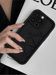 1 pieza Funda de teléfono con estilo de béisbol con bandera americana vintage y patrón de elemento de brújula minimalista, cubierta protectora suave mate negra adecuada para iPhone 16/15/14/13/12/11/Pro/ProMax/X/XR/XS/XSMAX/7/8/PLUS y modelos, gran regalo para mayores, amigos, familia, parejas, cumpleaños, conmemoración