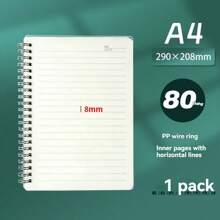 Promoção de Materiais Escolares, Caderno com Capa Transparente de PP, Bloco de Notas em Branco, Tamanhos A4, A5, B5, A6, Cadernos Espirais, Papel de Caderno em Branco com Grade Horizontal, Cadernos Espirais para Estudantes