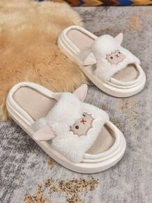 Classic Fashion Men's Summer Cartoon Sheep Thick Sole Indoor Home Slippers, Couples Anti-Slip Breathable Open Toe Outdoor Wear Sandals