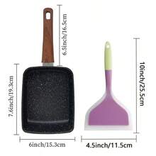Sartén antiadherente para tamagoyaki, sartén rectangular para tortilla y hamburguesa, sartén antiadherente para enrollados de huevo, mini sartén para tamago con espátula de silicona, sartén pequeña - Fácil de limpiar y apta para lavavajillas, utensilios de cocina para el hogar