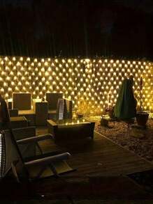 1 Stück Solar 1,5x1,5 Fischernetz Licht, wasserdichte LED mit transparentem Kabel, blinkende Lichter für Garten Außenbereich, geeignet für Terrasse, Wand, Dach, Balkon, Thanksgiving Dekorations Lichterkette
