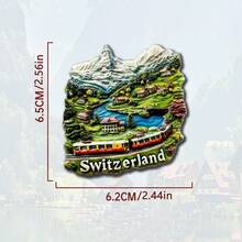 1 pieza Imán de nevera con Hito de Suiza, Chocolate suizo 3D de resina, Tren alpino y Chalé de montaña, Recuerdo de Berna, Decoración de hogar y oficina, Regalo