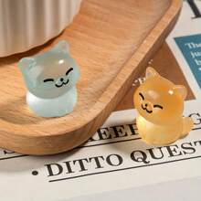 1-Pack Luminous Mini Cat Statue - Cute Resin Kitten Statue, Suitable For Home And Car Decoration, Perfect Holiday Gift, Random Color