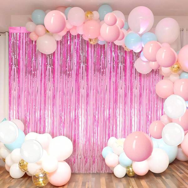 Pink Backdrop Party Decorations Tinsel Curtain Party Backdrop Foil Fringe Curtain Birthday Decorations Photo Booth Streamer Backdrop Pink Theme Bachelorette Graduation Decor
