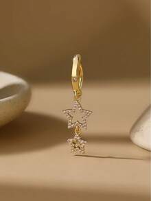 1pc Fashionable Luxury Star Cubic Zirconia Navel Ring, Body Piercing Jewelry For Women, Party Accessory - Star - View 4