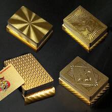 1/4 件时尚防水塑料扑克牌，防水且抗断裂的金色加厚富贵扑克牌，金色或金箔材质，经久耐用且外观酷炫，可作为游戏礼物，用于聚会和娱乐。 - 彩色 - 查看 13