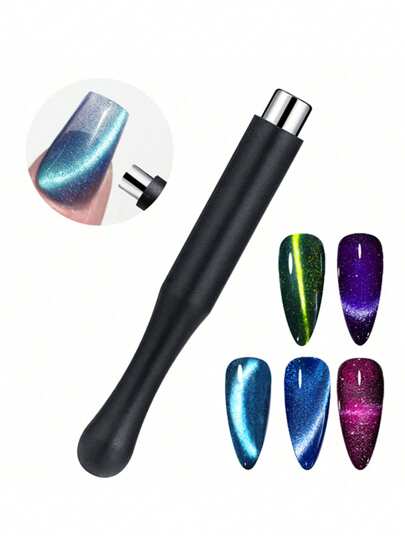 Strumento per arte di unghie: Copertura in silicone nera, magnete ad effetto occhio di gatto, magnete cilindrico multifunzionale di forma rotonda e forte, forniture per unghie, strumenti per unghie, strumenti per arte di unghie, back to school, unghie, strumenti per unghie per unghie finte