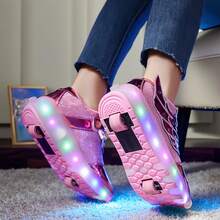 LED Winged Low-Top Roller Skates With Multi-Color Lights - Breathable Inline Skates For Girls, Outdoor Rapid Skating Shoes For All Seasons With Removable Wheels, Fashionable Design And Safety Features - Rose Red - View 9