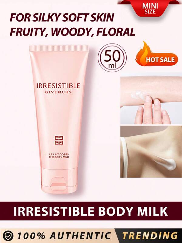 Givenchy GIVENCHY [Mini] IRRESISTIBLE THE BODY MILK LOTION 50ml / Fruity, Woody, Floral / Luscious Rose Dancing With Radiant Blond Wood / Hydrate Your Skin With This Moisturizing Body Lotion Infused With The Contrasting Woody-Floral Notes. For A Sensual Step In Your Sensory Fragrance Ritual.