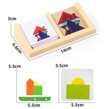 几何房屋设计师拼图，儿童逻辑训练透明卡片堆叠玩具，亲子互动 STEM 棋盘游戏，课堂游戏，儿童生日和节日礼物 - 彩色 - 查看 10