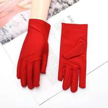 1 pieza Guantes de spandex de moda, cómodos para conducir, rendir, duraderos para ciclismo, resistentes para bodas, guantes cortos unisex para fiestas, protección solar, diseño de borde recto/bloqueado aleatorio - Rojo - Ver 2
