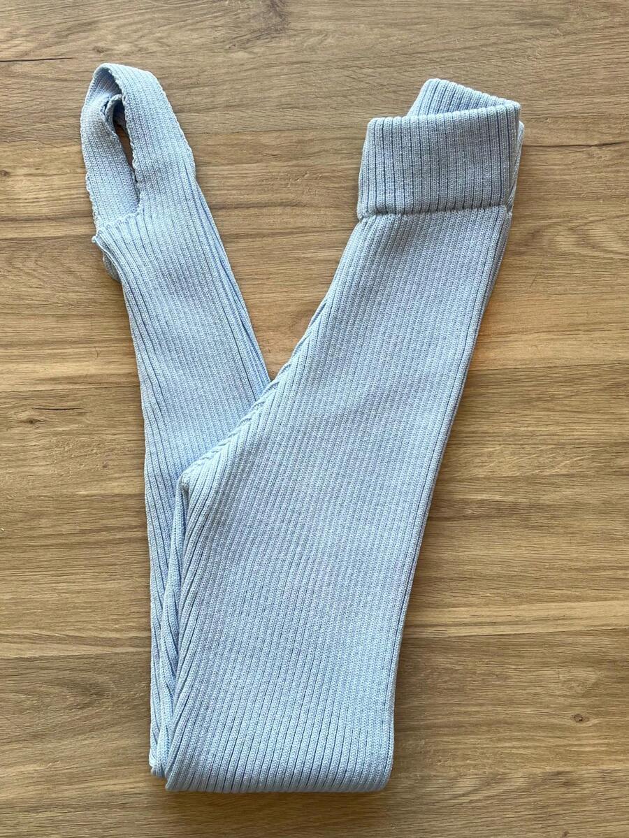 Women's Turim Modal Ribbed Trousers With Knit Foot Winter Comfortable Leggings - Baby Blue - View 1