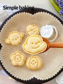 قطاعة بسكويت ميني ذات موضوع هالوين جميل، قوالب بسكويت للأطفال والوالدين، ديكورات حفلة العطلة، أختام بسكويت بنقوش اليقطين والتفاح والخفافيش، وقالب تشكيل البسكويت